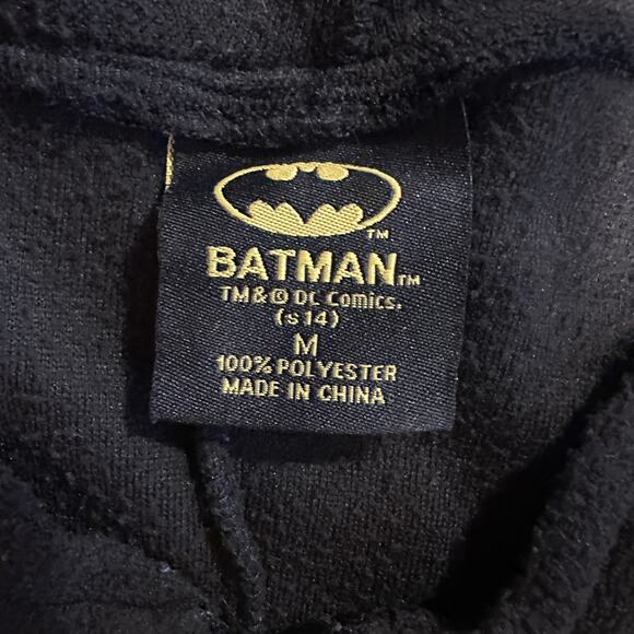 Batman Costume w/ Cape Footless Mens Fleece Pajamas Suit Medium - Picture 3 of 11